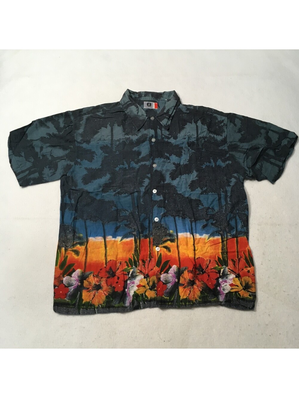 Molokai Surf Co Shirt Mens XL Blue Fish Bones Casual Short Sleeve Button Down